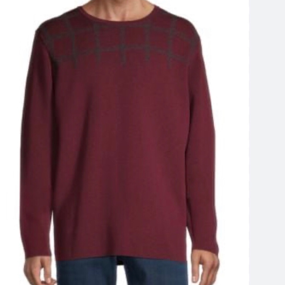Salvatore Ferragamo Signature Bordeaux /gray wool blend knit sweatshirt M